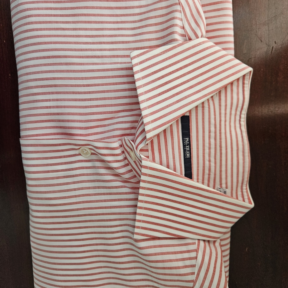 Pal Zileri Red Striped Dress Shirt